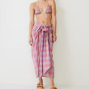 NWT Draped beach sarong in sunset plaid
